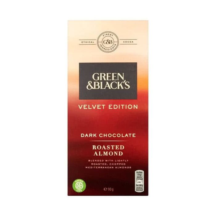 Green & Blacks Velvet Edition Dark Chocolate Roasted Almond 90g CLR
