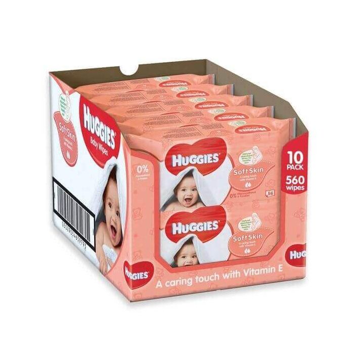 Huggies Soft Skin Baby Wipes 56s x 10 Wholesale Pack 
