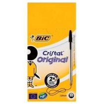 Bic Crystal Ball Point Pens Medium Black x 50 Wholesale Box
