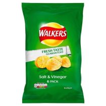 Walkers Salt and Vinegar Crisps 6 Pack x 25g
