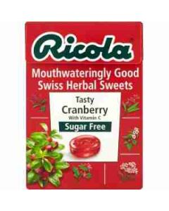 Ricola Tasty CRANBERRY Swiss Herbal Sweets Sugar Free 45g box